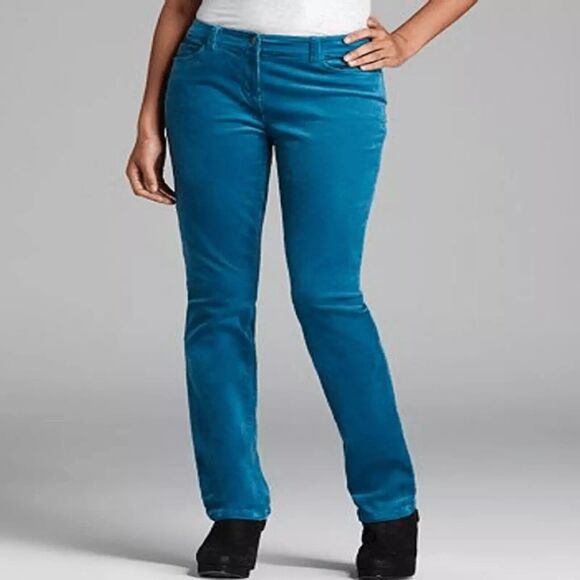 Eileen Fisher mid-rise slim corduroy jeans pants teal size 12p petite - Picture 1 of 9